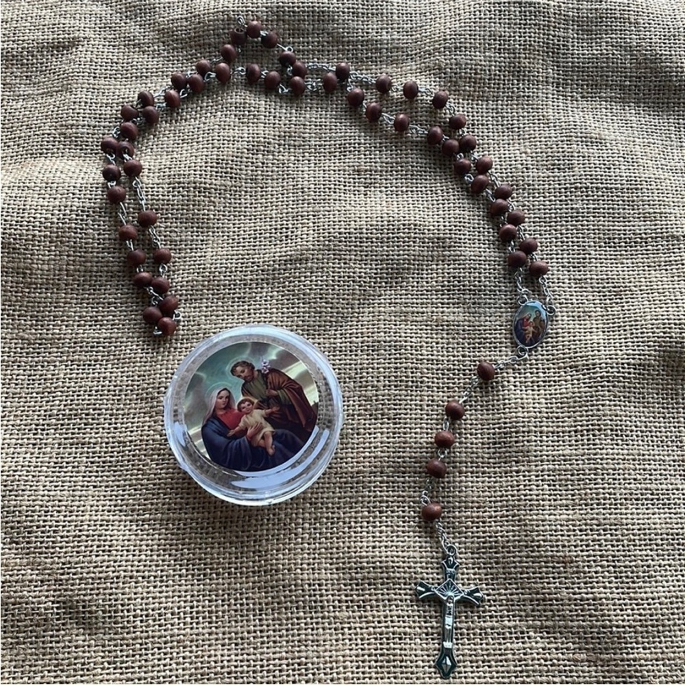 Catholic rosary nativity wood rosary New in box NIB